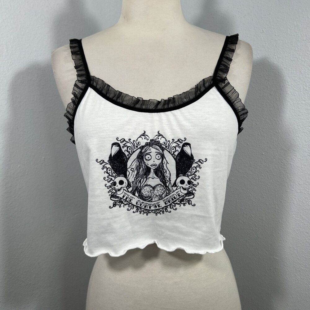 Romwe Crop Tank Top Womens M The Corpse Bride Feminine Fairycore Y2K